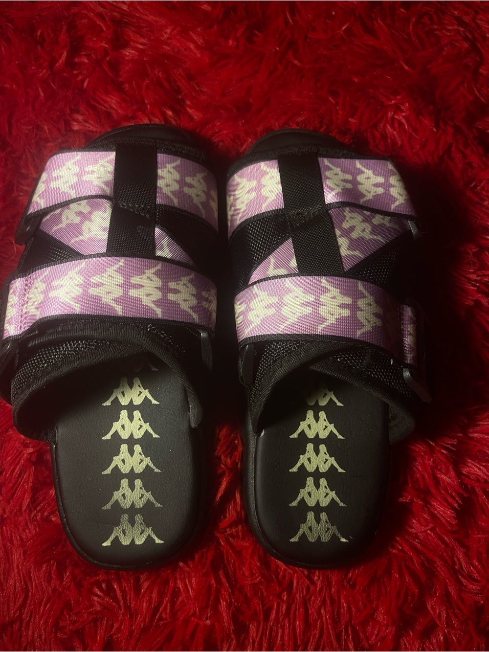 Kappa Kids' Lavender and Black Double-Strap Slide Sandals